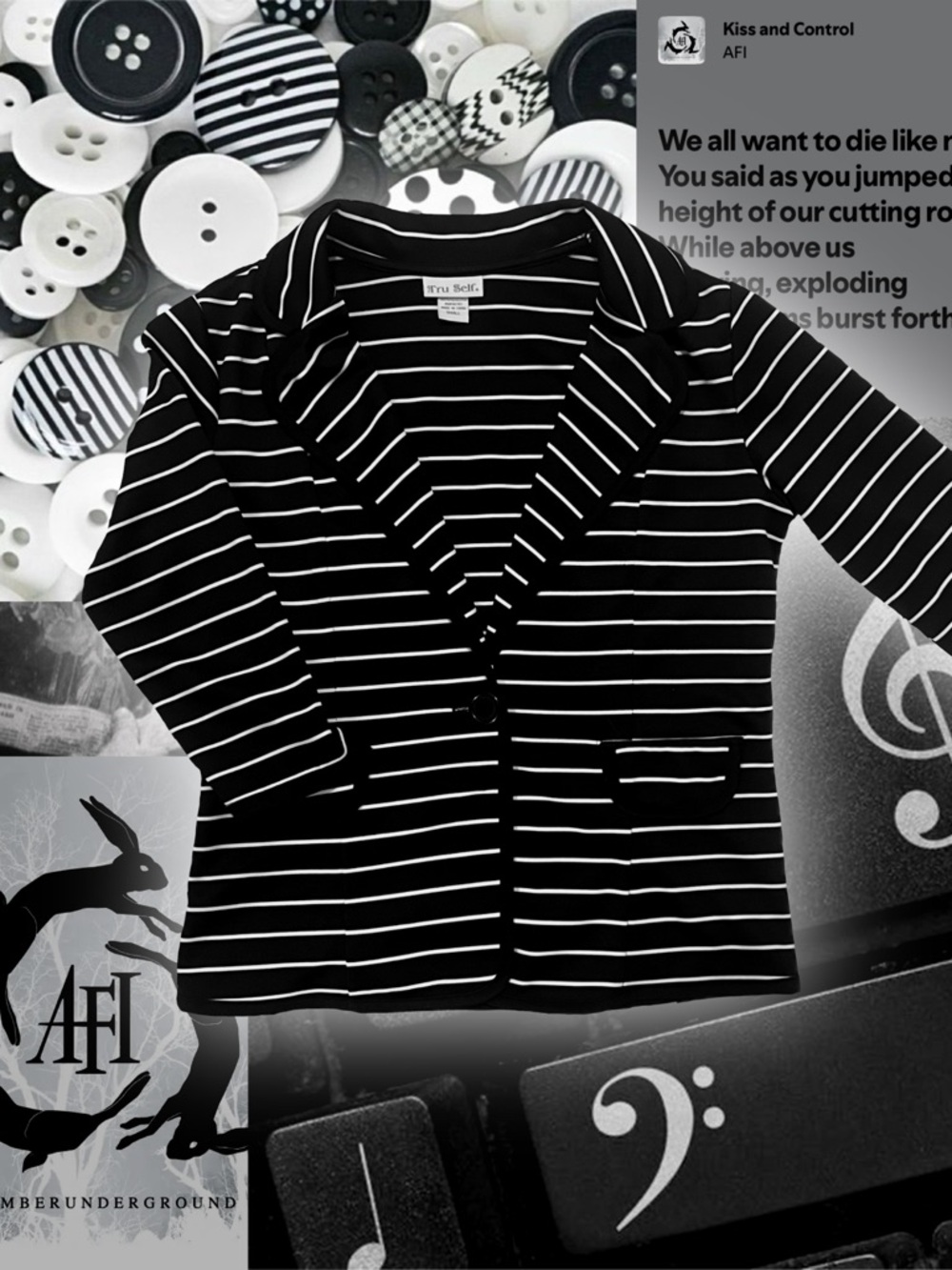 Striped Black & White Blazer Jacket